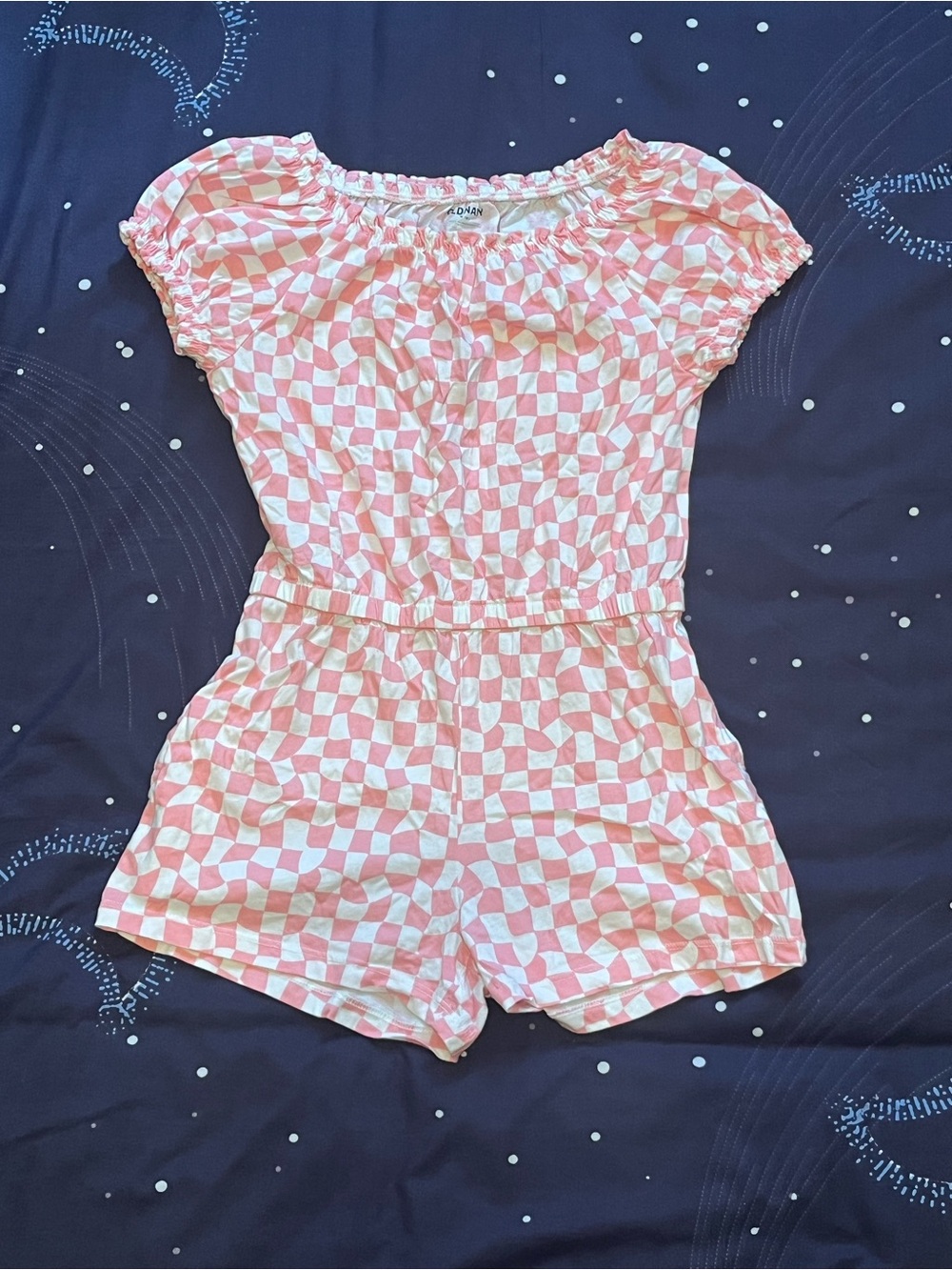 Girls Sz 8 Old Navy Checkerboard Pink Short Romper